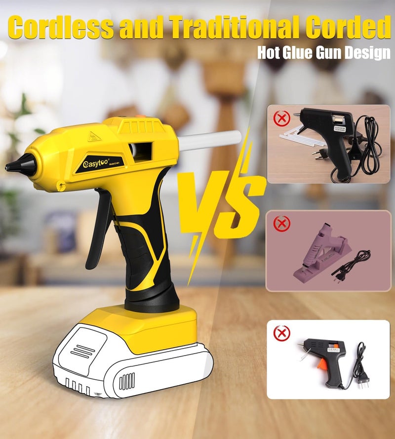 EASYTOO Hot Glue Gun Cordless – Craft Glue Guns, Compatible with DeWalt 20V Lithium-ion Battery（NO Battery, Tool Only) Full Size Hot Glue Gun Quick Heating with 10Pcs 0.43" Glue Sticks for Arts & Crafts & DIY - Image 5